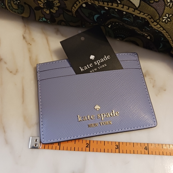 NWT Kate Spade Madison Saffiano Leather Card Holder, Frosted Blue Small Wallet - Picture 9 of 10